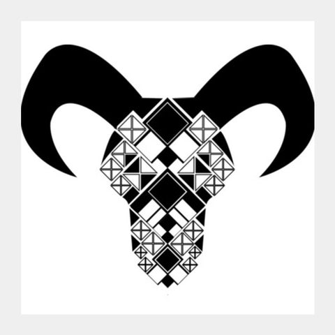 Capricorn symbol, Bull, Geometrical shapes, Black and white Square Art Prints  Square Art Prints