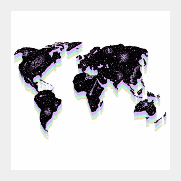 Square Art Prints, 3D world rainbow