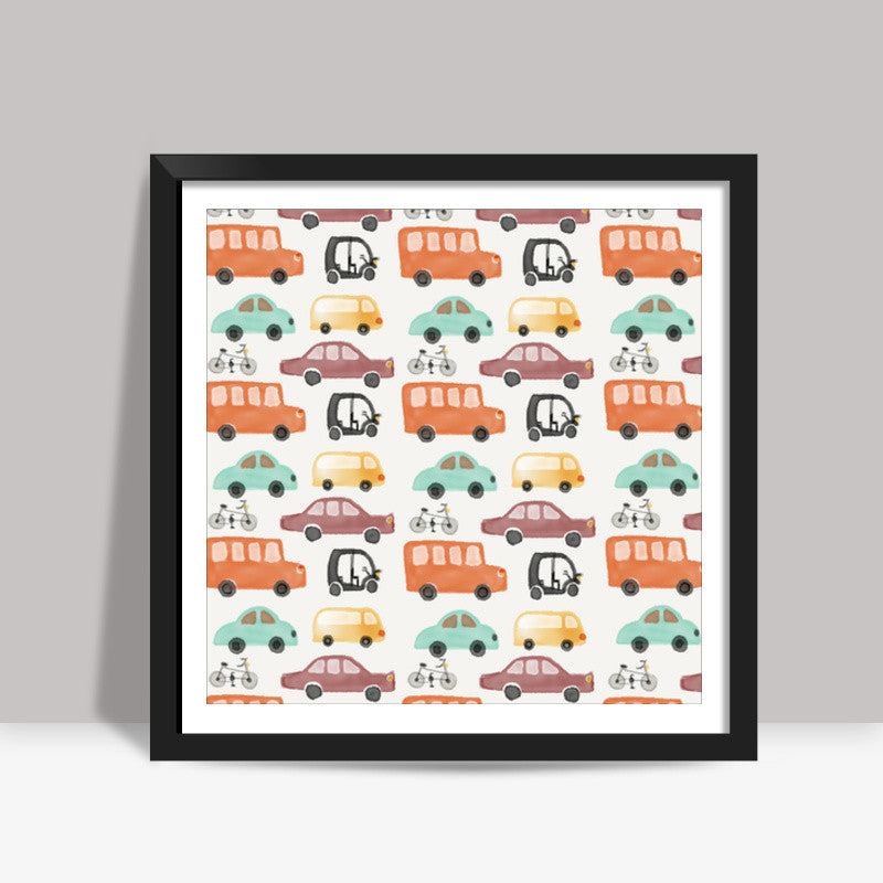 bus car van pattern Square Art Prints