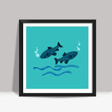 Cute Fish Design Background Square Art Prints