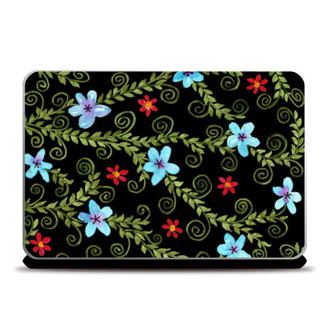 Modern colorful Hand Painted Watercolor Floral Swirls Pattern Laptop Skins