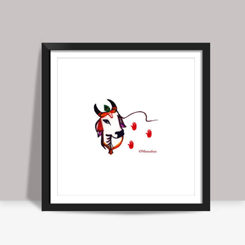 Gaiya | The adorable Indian Cow Square Art Prints