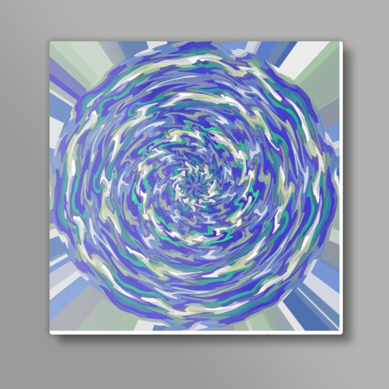 Aqua Blue Abstract Modern Digital Art Square Art Prints
