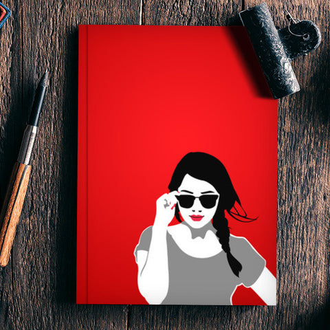 Girl in Red Vector Illustration Notebook