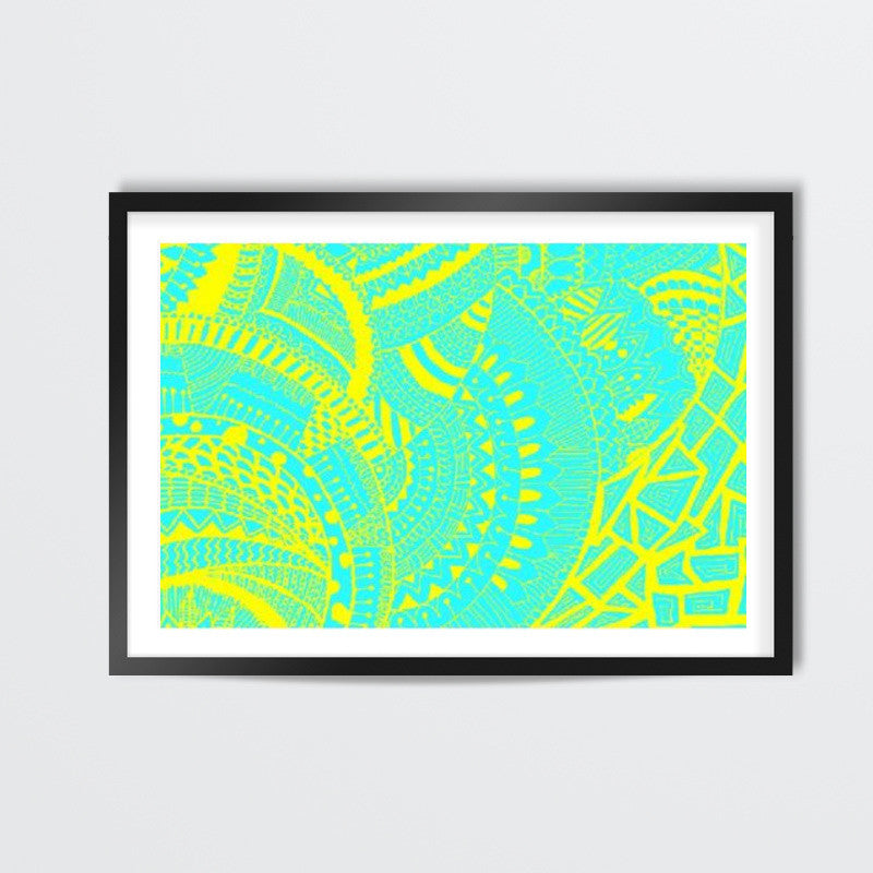 Yellow-Blue doodle-wallart|Artist: Megha-Vohra