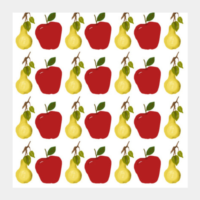 Square Art Prints, Cool Apple And Pear Fruit Pattern Square Art Prints