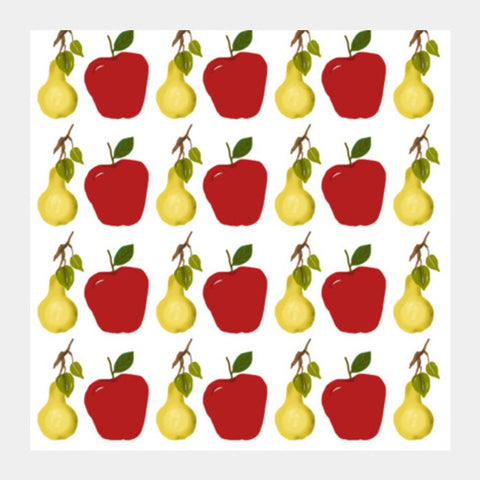 Square Art Prints, Cool Apple And Pear Fruit Pattern  Square Art Prints