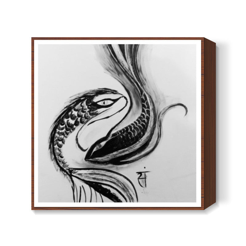 Ying Yang Koi fish Square Art Prints