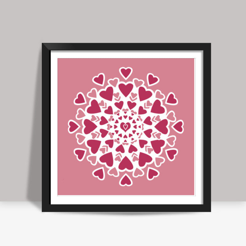 Exploding Valentine Hearts Decorative Background Design Square Art Prints