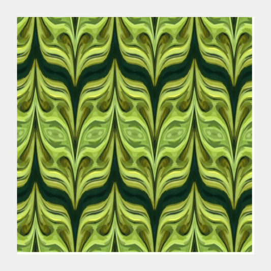 Square Art Prints, Olive Green Abstract Wave Pattern Background Square Art Prints
