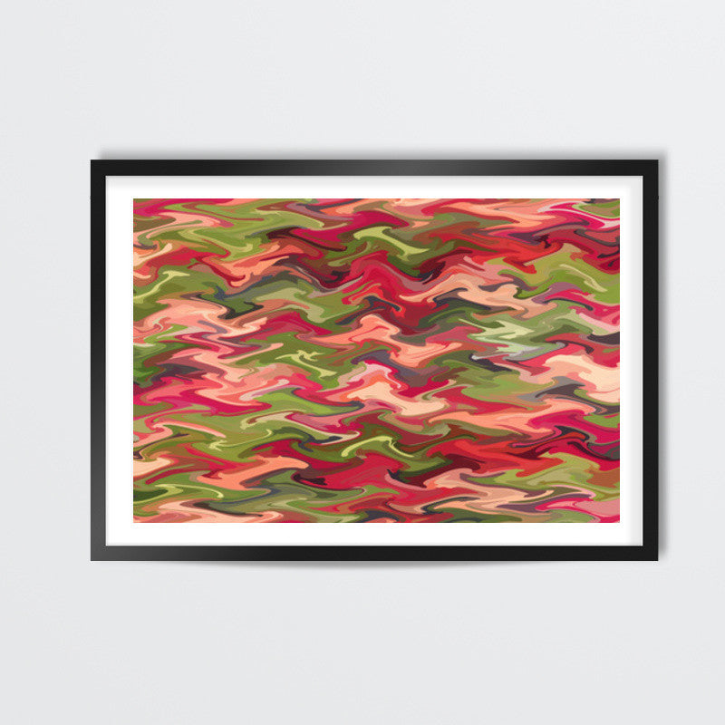 Abstract Pink Green Zig Zag Waves Pattern Background Wall Art