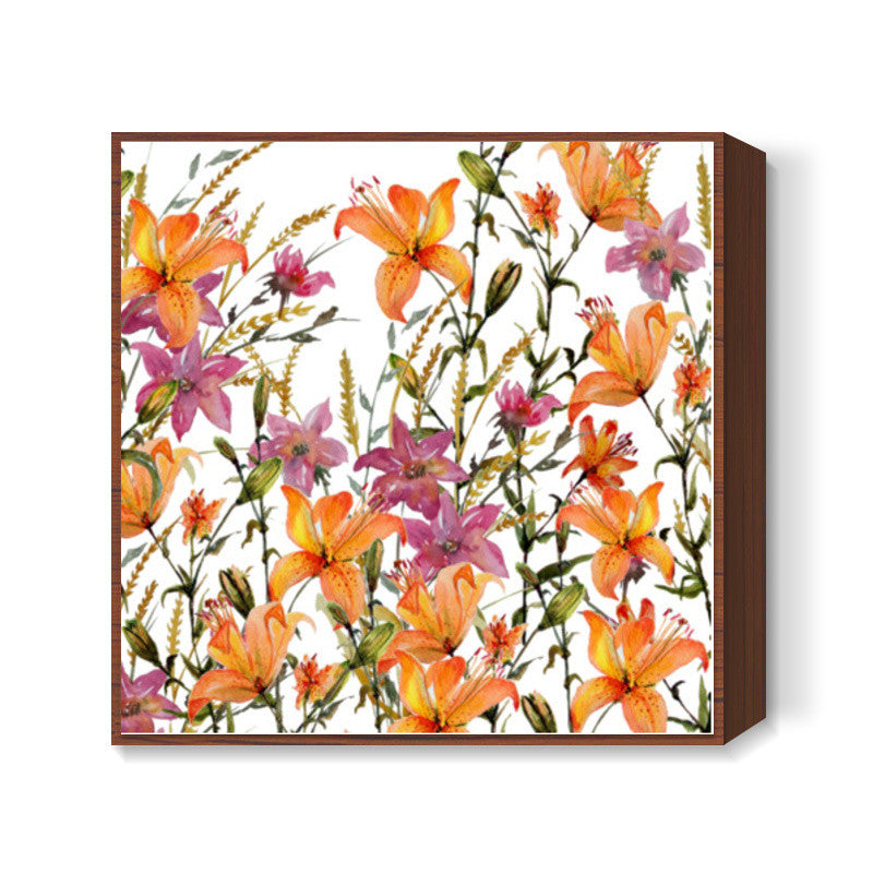 Wildflowers And Lilies Floral Springtime Square Art Prints
