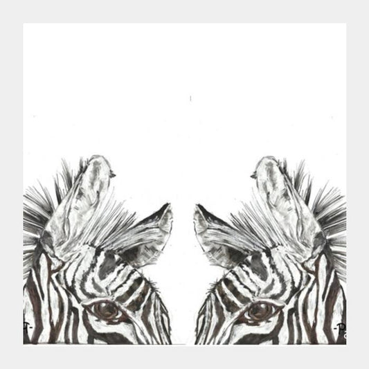 Two Zebras Square Art Prints PosterGully Specials