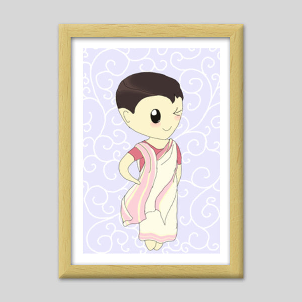 Kawaii Bengali girl Premium Italian Wooden Frames