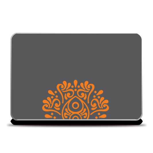 Orange mandala Laptop Skins