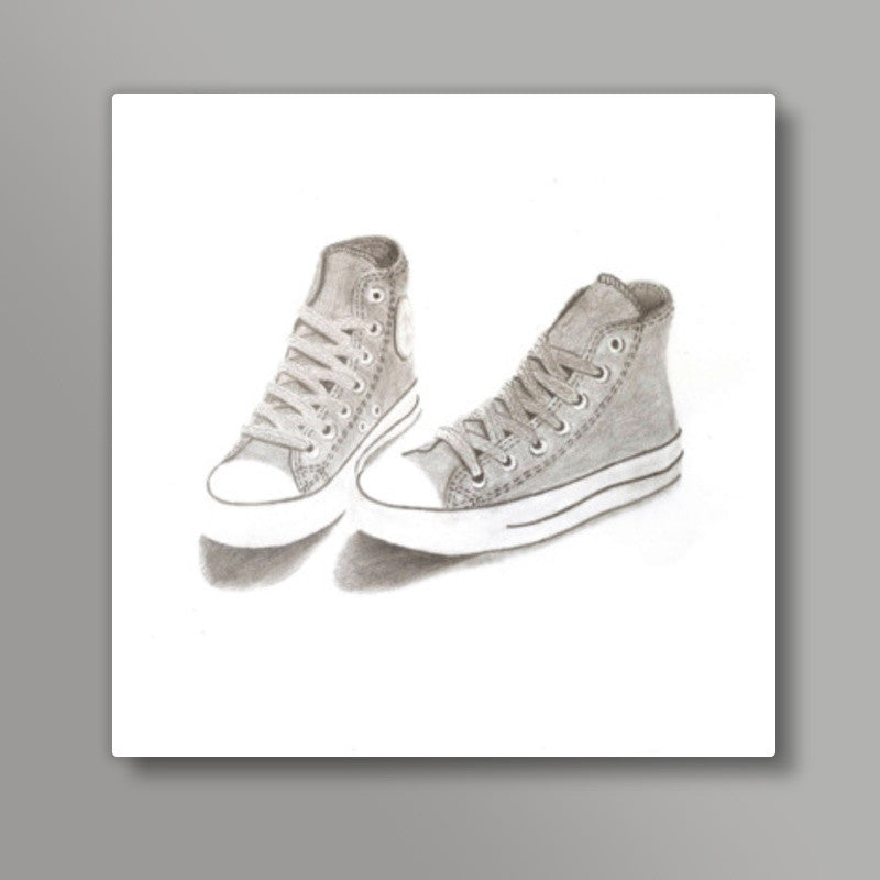 Converse Shoes Sketch Square Art Prints