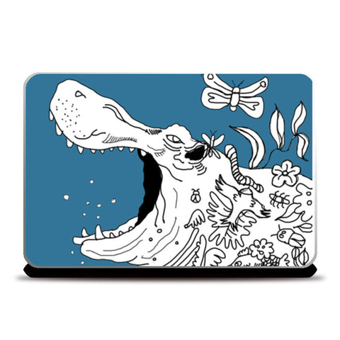Hippopotamus Doodle Laptop Skins
