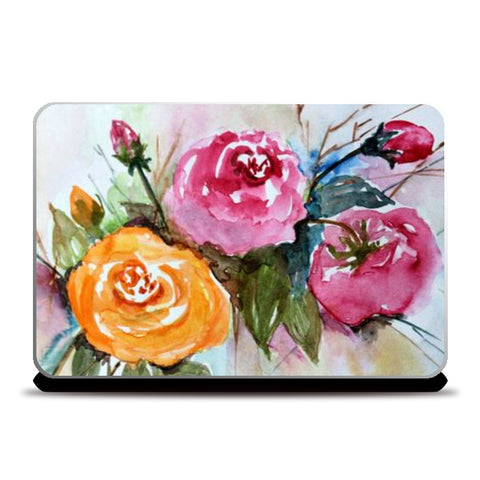 Watercolor Roses Modern Floral Art Painting Laptop Skins