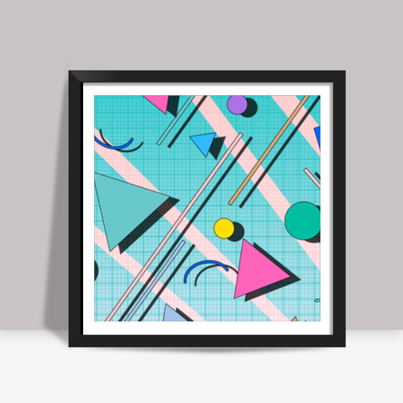 80s pop retro pattern 4 Square Art Prints