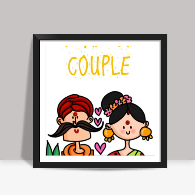 The Desi Perfect Couple Square Art Prints