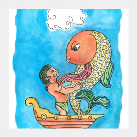 Fish for Louve Square Art Prints