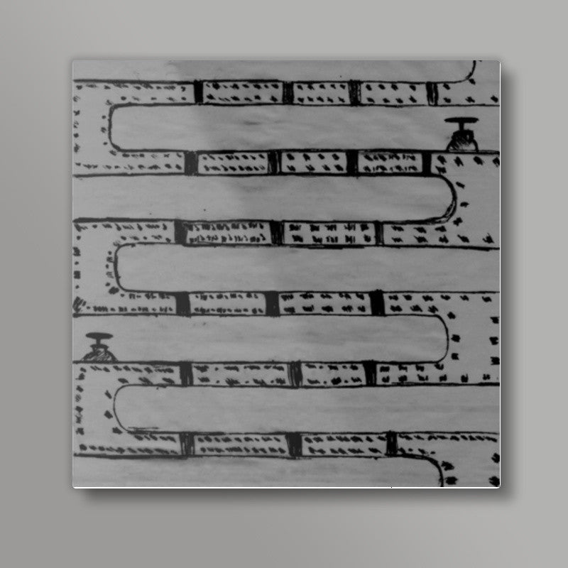 Pipeline Grey Square Art Prints