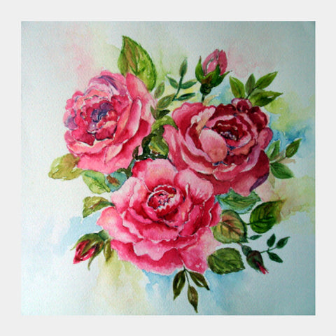 Square Art Prints, Blooming Pink Roses Square Art Print l Artist: Seema Hooda, - PosterGully