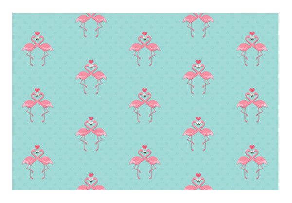 Blue - Dots With Flamingo Art PosterGully Specials