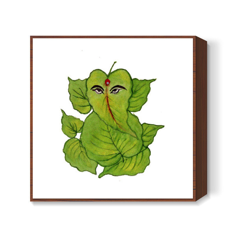Leaf Ganesha Square Art Print