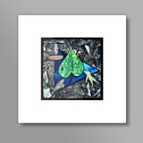 Emerald leaf space  Square Art Prints