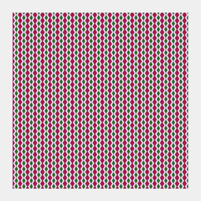Retro Geometric Pink And Green Diamond Stripes Pattern Square Art Prints