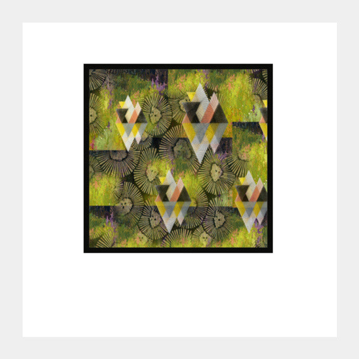 Abstract olive green wall art Square Art Prints