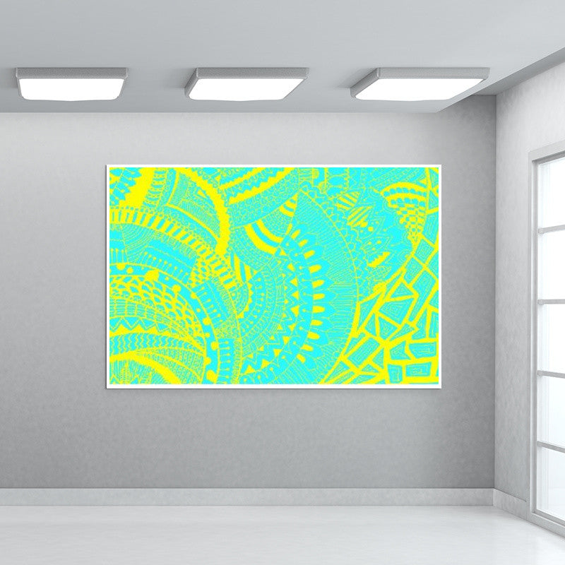 Yellow-Blue doodle-wallart|Artist: Megha-Vohra