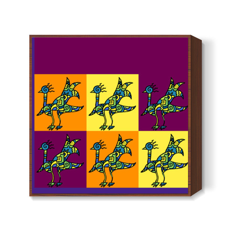 Peacock Zenscrawl Square Art Prints