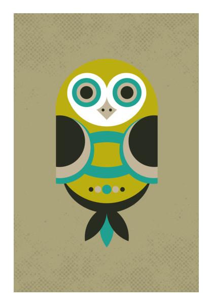 PosterGully Specials, Unique geometric owl on dark Wall Art