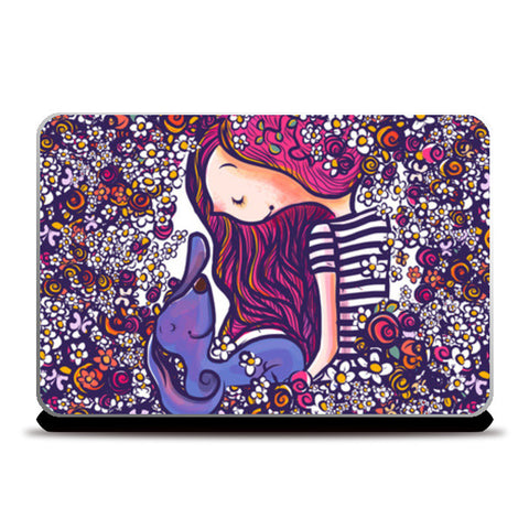 girl and her dog Laptop Skins