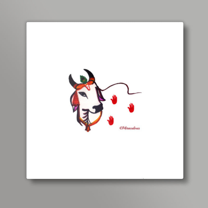 Gaiya | The adorable Indian Cow Square Art Prints