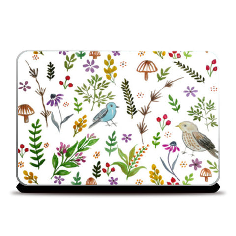 Colorful Nature Doodle Cute Bird Spring Pattern Laptop Skins