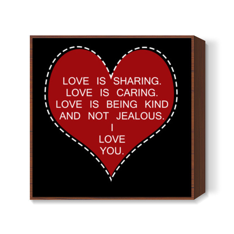 I Love You Typography Heart Valentines Day Square Art Prints