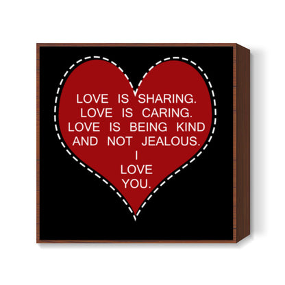 I Love You Typography Heart Valentines Day  Square Art Prints