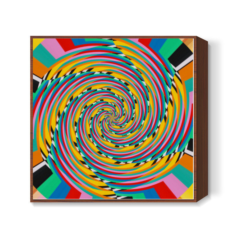 Colorful Spiral Candy Wheel Digital Swirly Design Background Square Art Prints