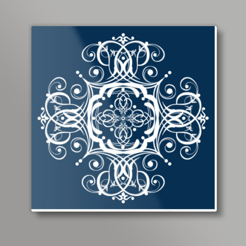 Blue Ornamental Decorative Design Square Art Prints