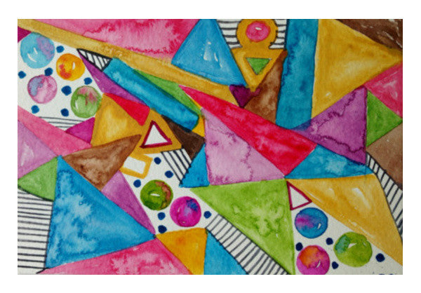 Modern Art Colorful Watercolor Abstract Shapes Poster Wall Art