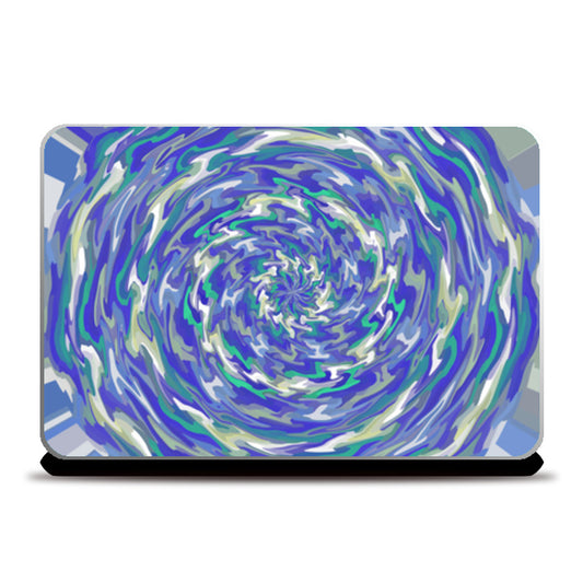 Aqua Blue Abstract Swirl Modern Digital Art Design Laptop Skins
