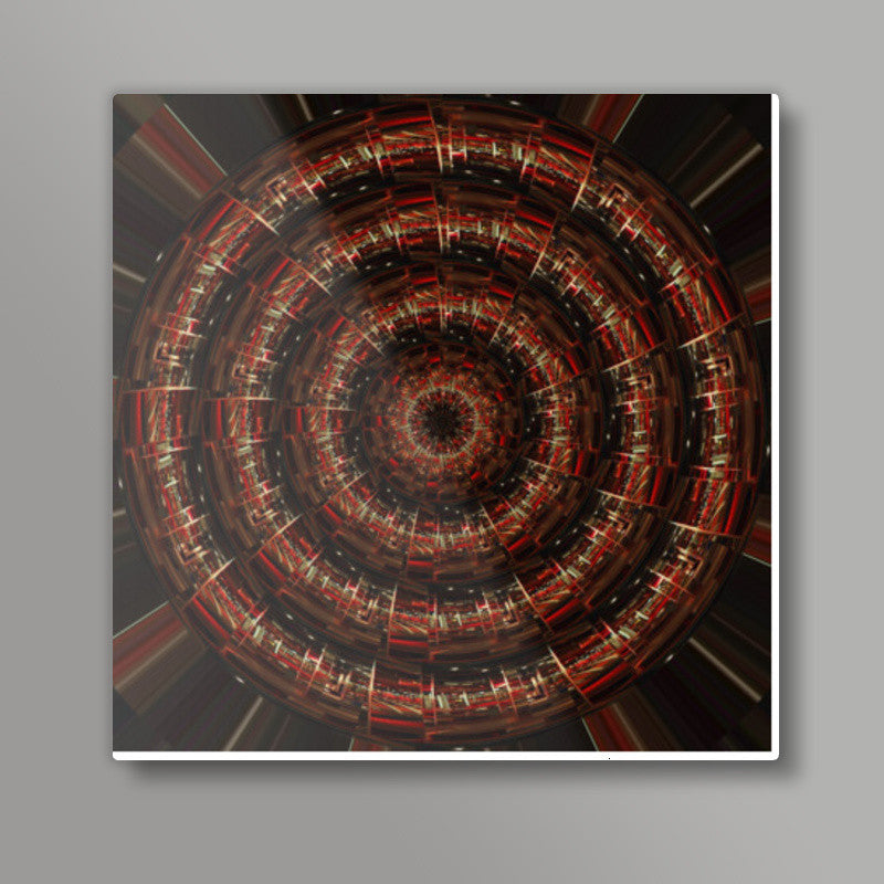 Abstract Futuristic Tunnel Fractal Art Background Square Art Prints