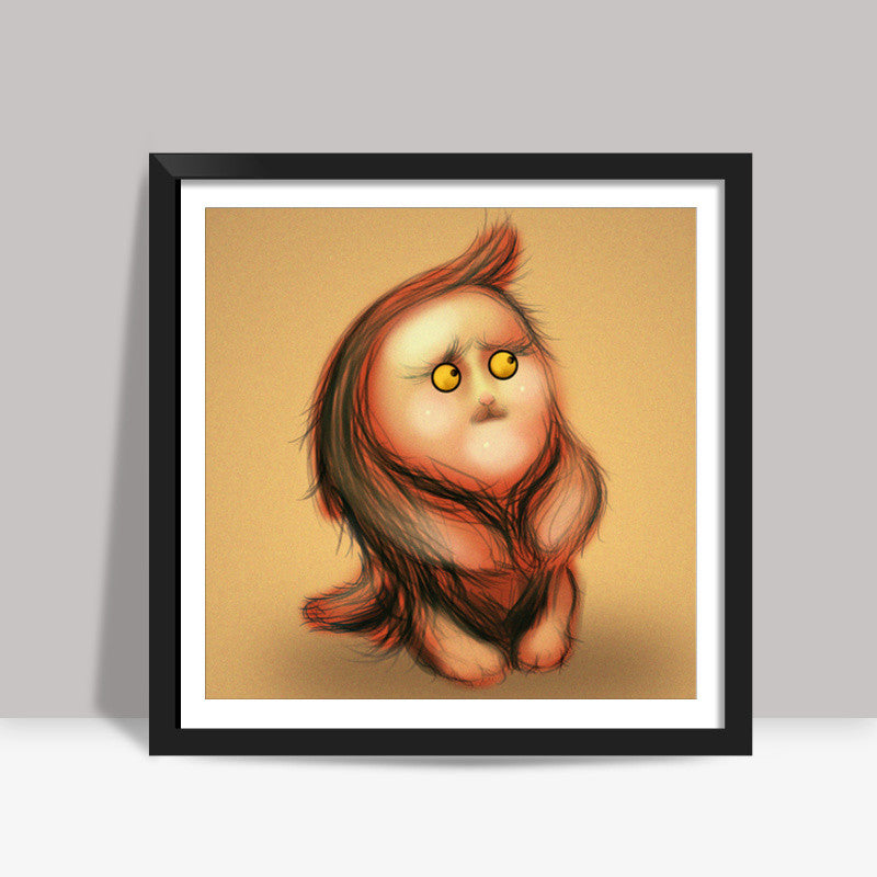 Gluby Says Dont Be Scared - Brown Back Square Art Prints