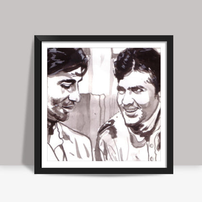 Superstars Amitabh Bachchan and Rajesh Khanna are Babumoshai and Anand in Hrishikesh Mukherjees classic Anand Square Art Prints