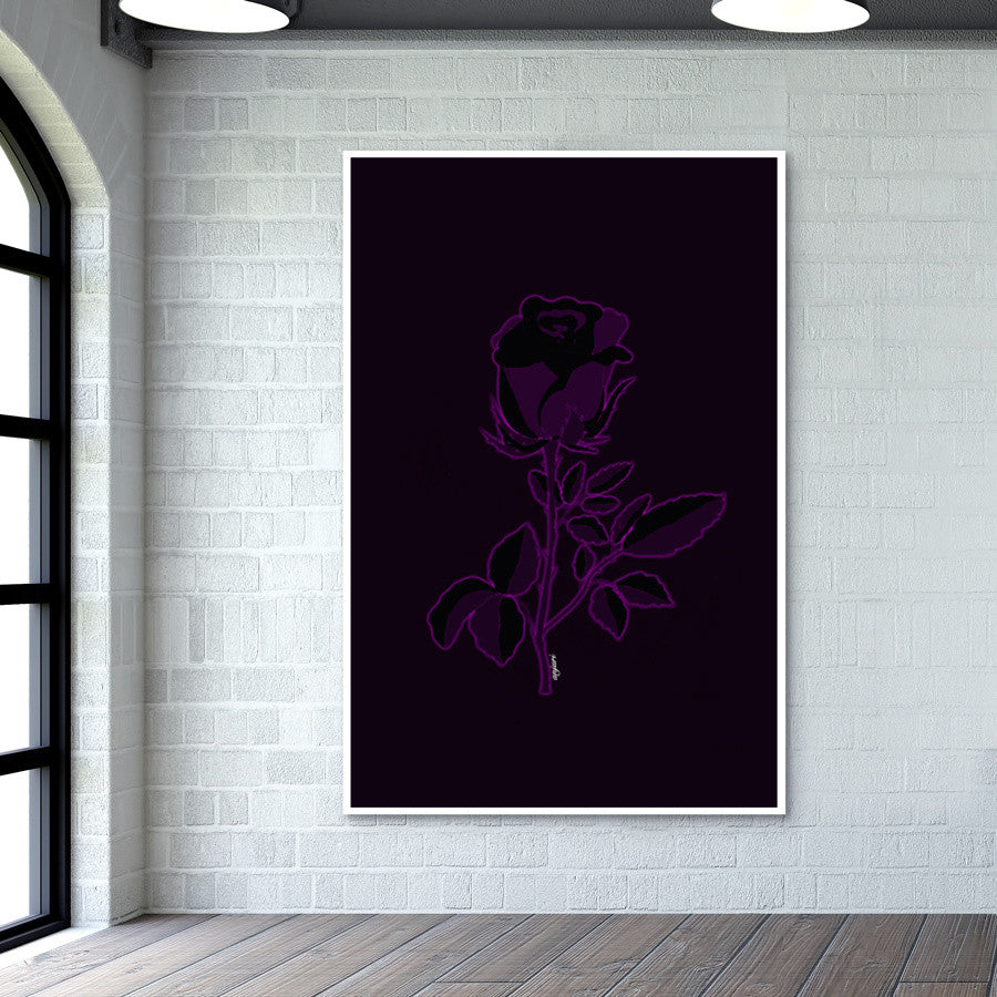 Rose (Neon Pink Highlights) Wall Art