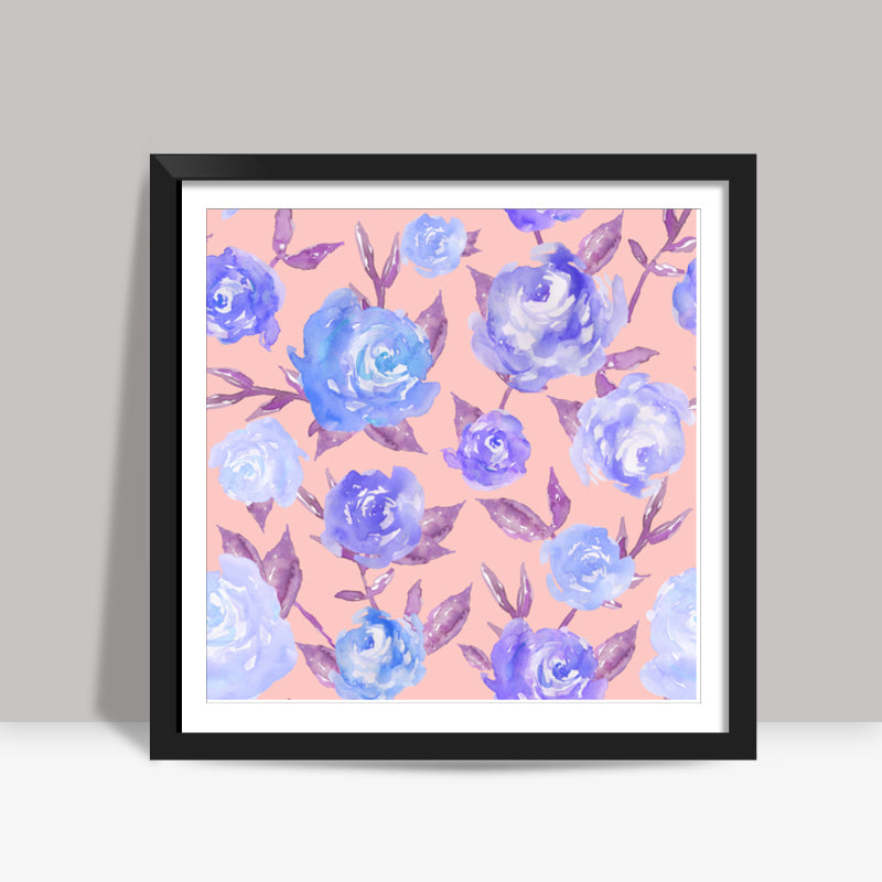 Blue Watercolour Roses Square Art Prints