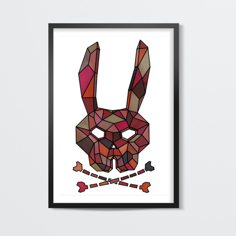 Mesh Bunny Skull (White BG) Wall Art